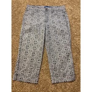 Bandolino Blu Medallion Print Capri Pants Womens Size 10